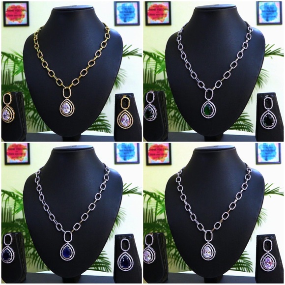 Hand Crafted Cubic Zirconia Light Weight Necklace - Picture 4 of 4